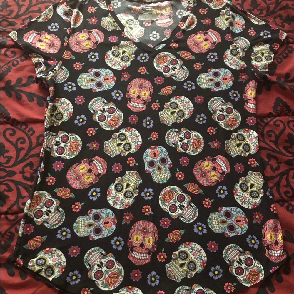 Colorful Skull Print Short Sleeve Tee